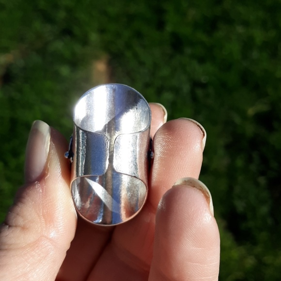 New Sunstone Adjustable Silver Statement Ring. - Picture 5 of 6